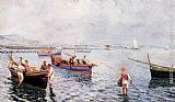 Attilio Pratella Canvas Paintings - Neopolitan Fishermen